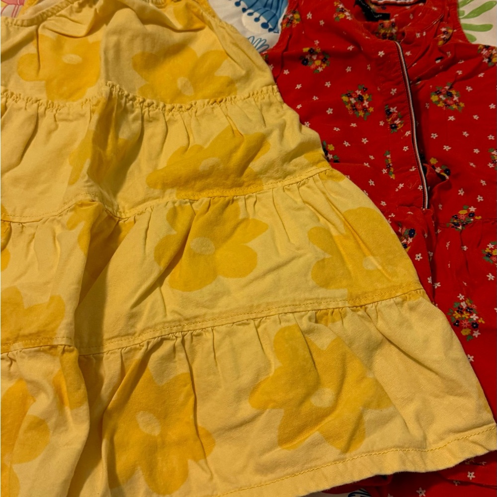 Yellow Floral Tiered Dress and Red Tommy Floral Dress 2pcs.